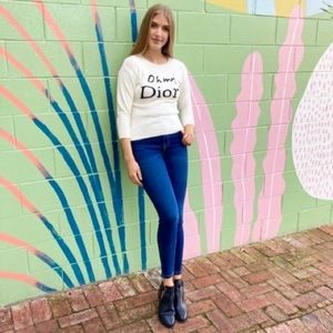 Rosebullet ‘Oh my Dior!’ Off White Knit Crew Neck Sweater Size 6